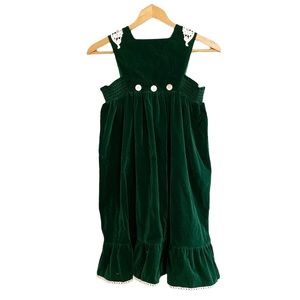 Vintage Cinderella brand girls dress green velvet lace 1990s
